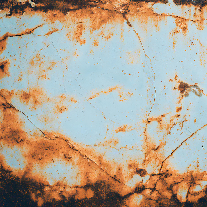 Rust of Rusty Blue Metal with Cracks and Corrosion seamless PBR texture preview