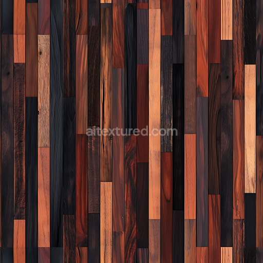 Preview — Seamless 3D PBR Texture of Dark Mixed Wood Floorboards with Rich Grain
