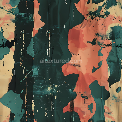 Seamless 3D Artistic Camouflage Paint PBR Texture with Abstract Blotches and Drips