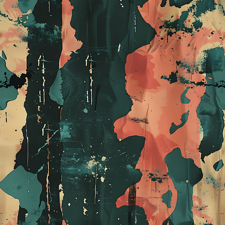 Artistic Camouflage Paint with Abstract Blotches and Drips seamless PBR texture preview
