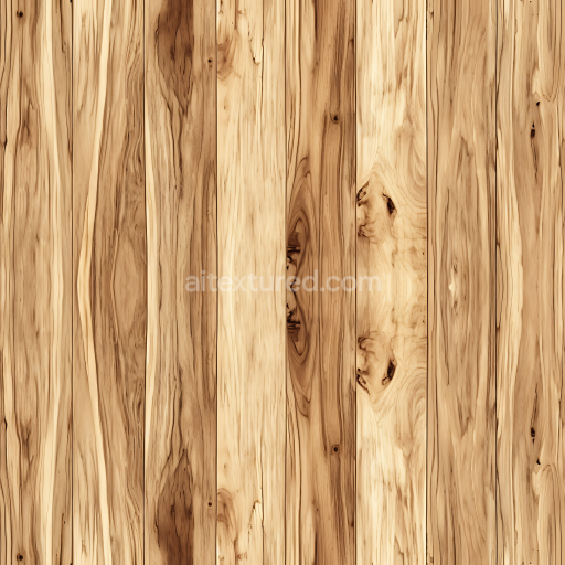 Seamless 3D Hickory Wood Planks PBR Texture with Natural Knots and Grain