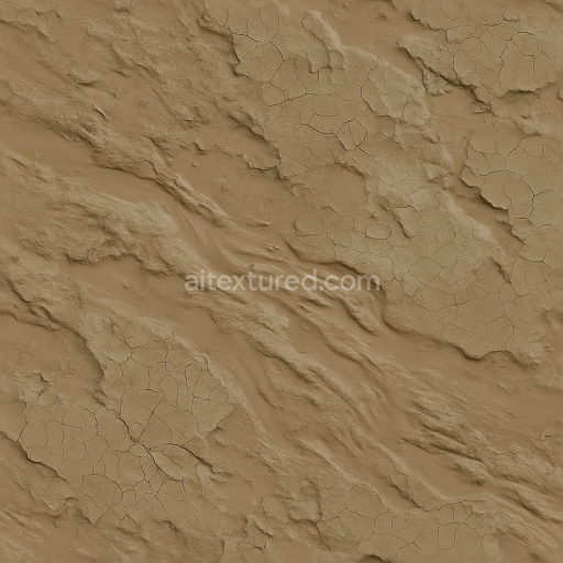 Seamless 3d texture pbr 8k of muddy terrain surface with mud sedimentation and mud drying