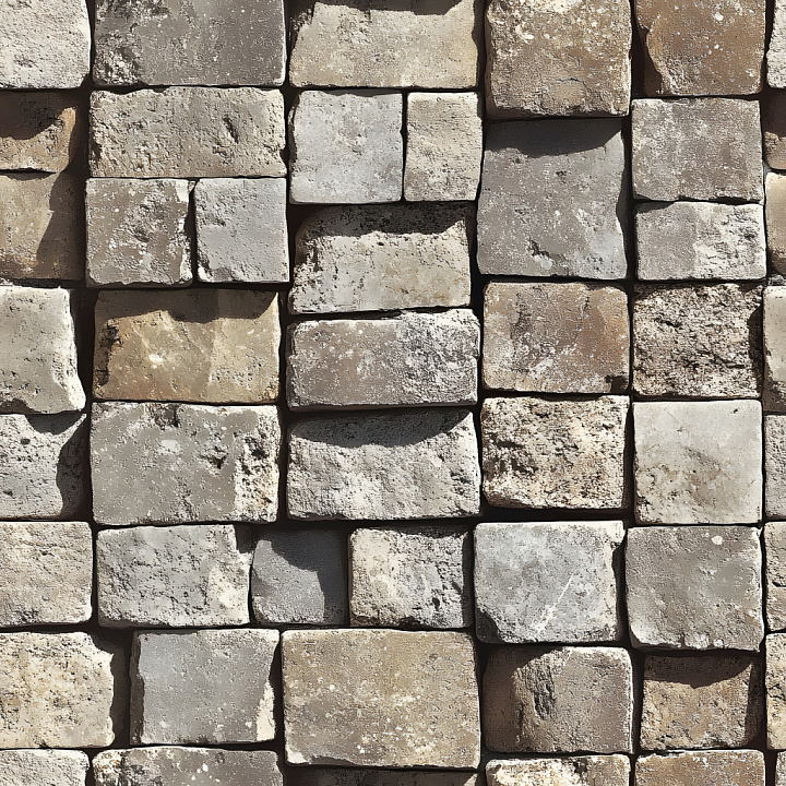 Cracked Stone Brick Wall with Weathered Surface seamless PBR texture preview
