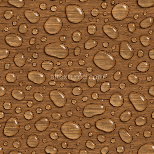 Seamless 3d texture pbr 8k flattened droplets on wood surface