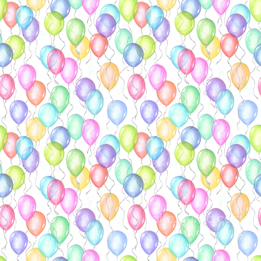 Colorful Watercolor Birthday Balloons Pattern Seamless Texture seamless Birthday PBR texture
