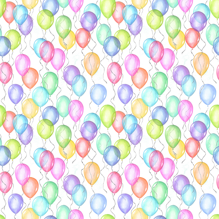 Colorful Watercolor Birthday Balloons Pattern seamless PBR texture preview
