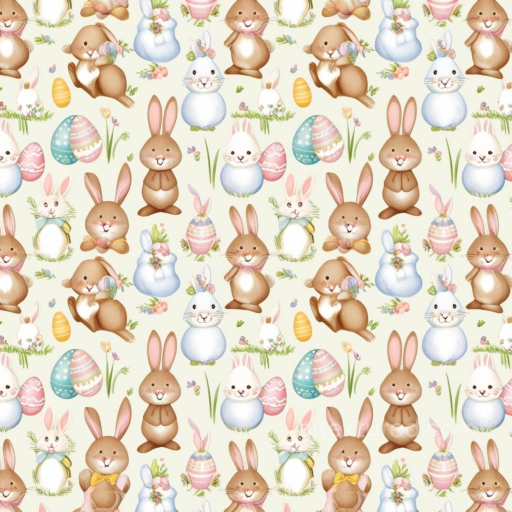with Cute Easter Bunny and Egg Pattern seamless All Easter Digital paper PBR texture