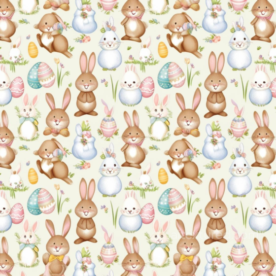 with Cute Easter Bunny and Egg Pattern All Easter Digital paper texture preview