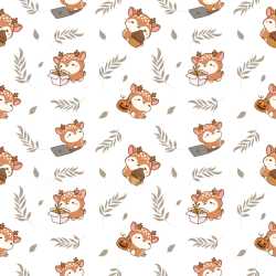 Pattern Bundle - Seamless 3D pattern PBR texture with cute cartoon deer and foliage motif texture preview