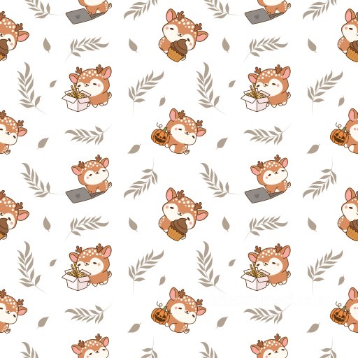 pattern PBR texture with cute cartoon deer and foliage motif seamless Pattern Bundle PBR texture