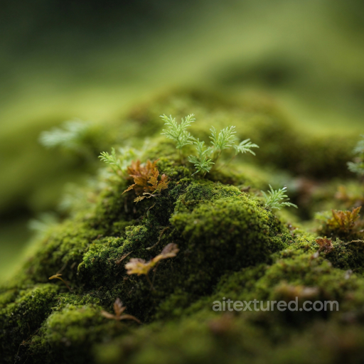 High-Detail Mossy Green Ground Texture With Small Plants seamless Ground surface PBR texture