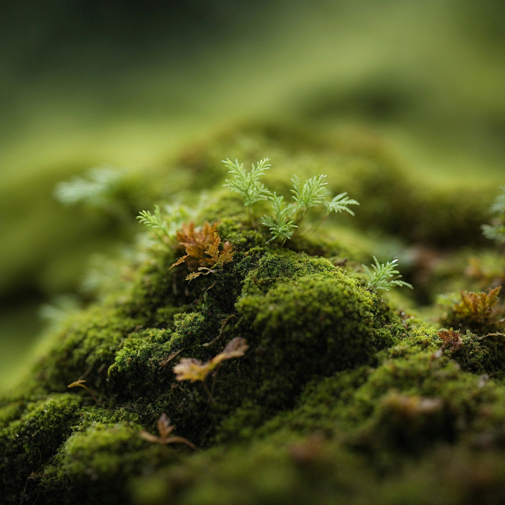 High-Detail Mossy Green Ground With Small Plants seamless PBR texture preview