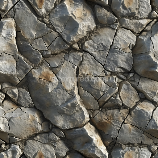 Preview — Seamless 3D Rough Cracked Stone Wall PBR Texture with Natural Color Variations