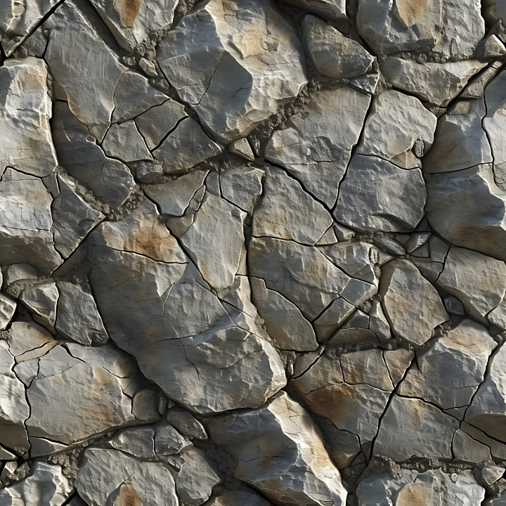 Rough Cracked Stone Wall with Natural Color Variations seamless PBR texture preview
