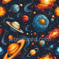 seamless Seamless 3D Space PBR Texture with Vibrant Planets and Spiral Galaxy Swirls texture 8k free download PBR