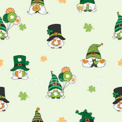 seamless Seamless 3D PBR Texture with cartoon St Patrick gnome pattern in green and orange texture 8k free download PBR