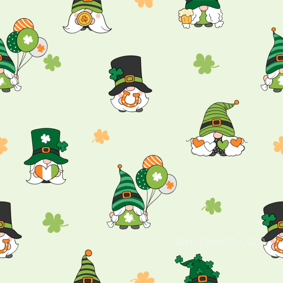 With Cartoon St Patrick Gnome Pattern In Green And Orange St patrick texture preview