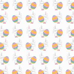 seamless Seamless 3D PBR Texture Featuring Adorable Bunny Holding Colorful Easter Egg texture 8k free download PBR