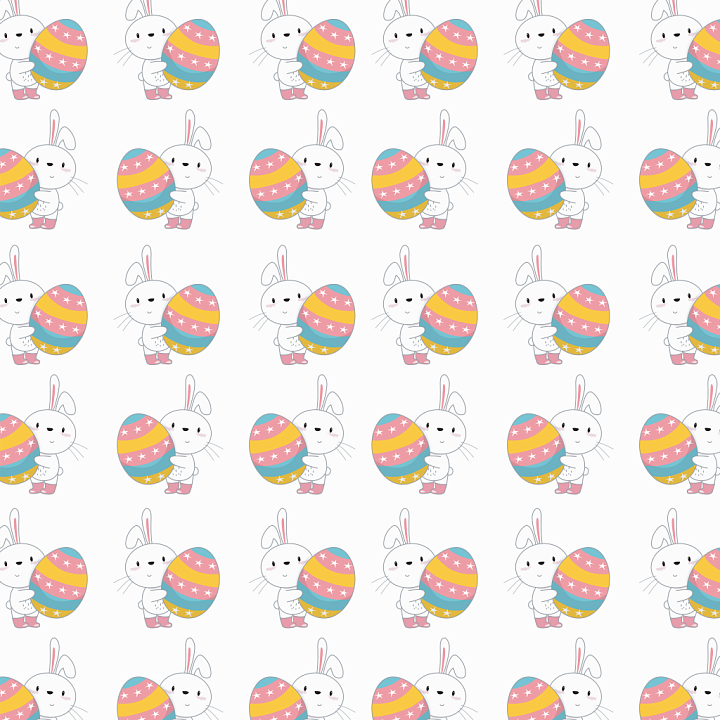 Featuring Adorable Bunny Holding Colorful Easter Egg seamless PBR texture preview