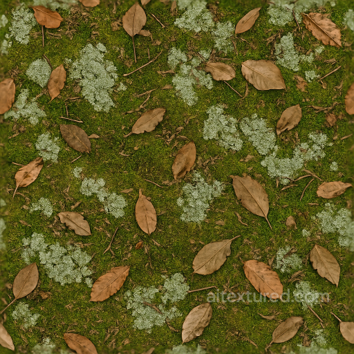 Of Peat Moss Ground With Lichen Spots And Organic Debris seamless Ground surface PBR texture