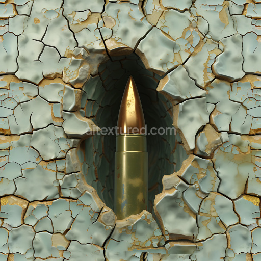 Seamless 3D PBR Cracked and Holed Texture of Aged Light Blue Paint with Exposed Underlayer