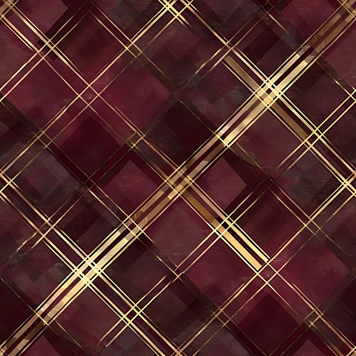 Burgundy Plaid with Gold Striping seamless PBR texture preview