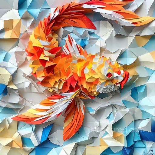 Animal - Seamless 3D PBR Texture of Origami-Style Cod Fish with Geometric Scales in Warm Tones texture preview