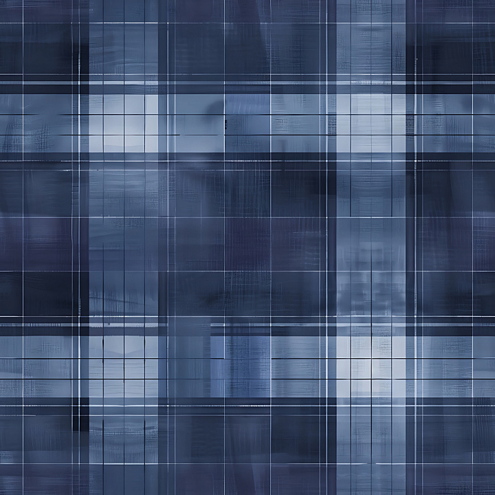 Soft Blue Plaid Fabric with Brush Stroke Effect seamless PBR texture preview
