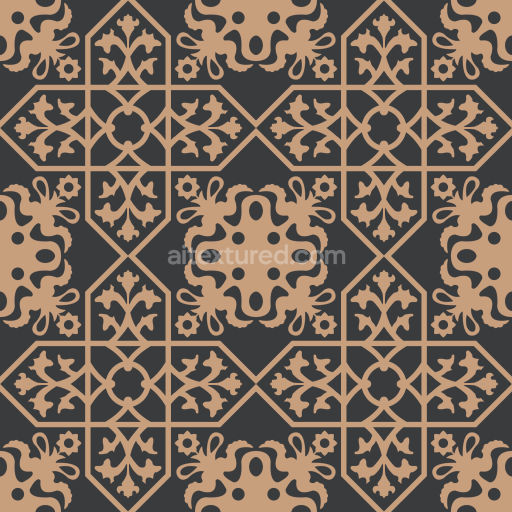 Seamless 3D PBR Texture with Ornamental Boho Tile Pattern in Earthy Tones