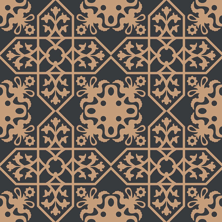 with Ornamental Boho Tile Pattern in Earthy Tones seamless PBR texture preview
