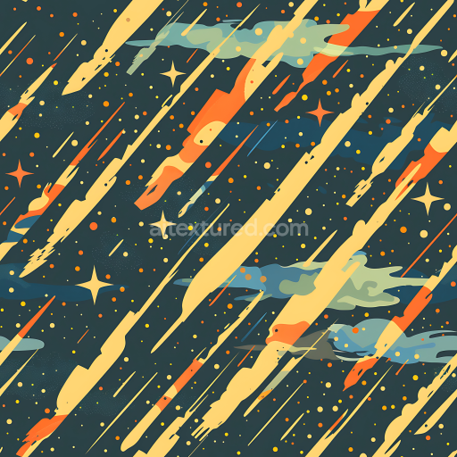 Seamless Stylized Space Camouflage PBR Texture with Meteor and Star Elements