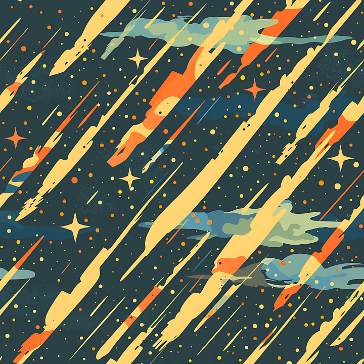 Stylized Space Camouflage with Meteor and Star Elements seamless PBR texture preview