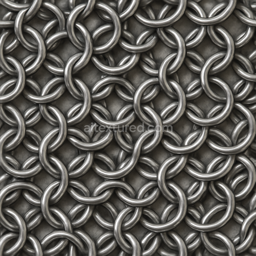 Preview — Seamless 3d texture pbr 8k of interlinked rings metal chainmail surface