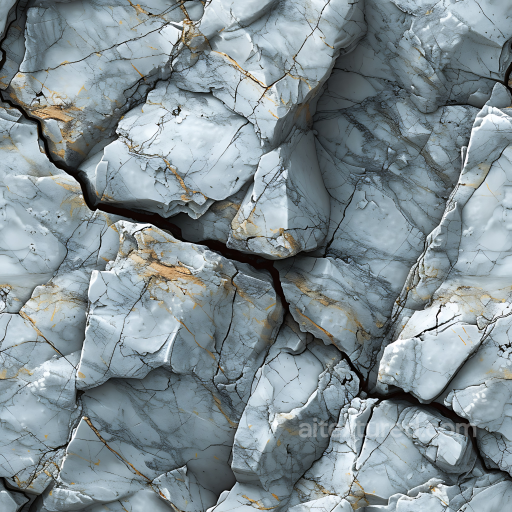 cracked marble stone PBR texture with fine gold veining and white-gray surface seamless Stone PBR texture