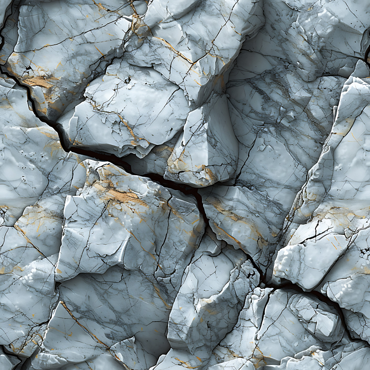 Cracked Marble Stone With Fine Gold Veining And White-Gray Surface seamless PBR texture preview