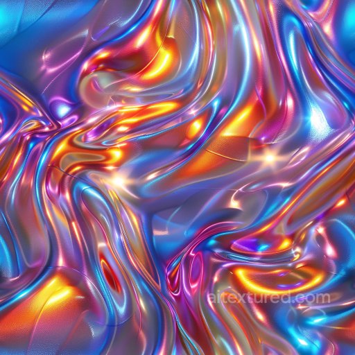 Seamless 3D PBR Glossy Iridescent Abstract Texture with Fluid Reflective Surfaces texture preview