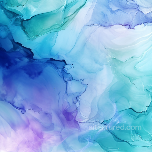 Alcohol Ink PBR Texture Featuring Blue, Turquoise, and Purple Fluid Swirls seamless Alcohol ink PBR texture