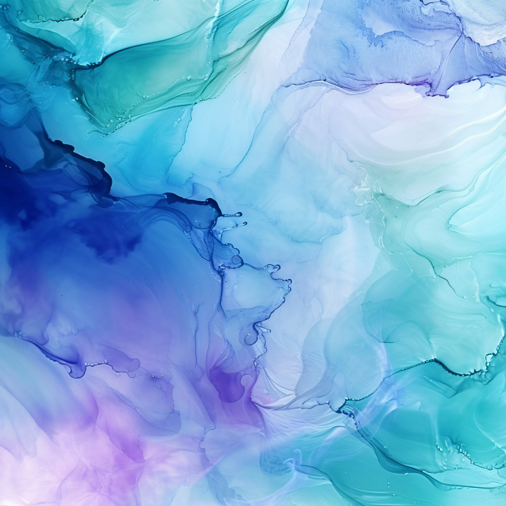 Alcohol Ink Featuring Blue, Turquoise, and Purple Fluid Swirls seamless PBR texture preview