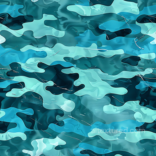 Arctic Blue Camouflage PBR Texture with Organic Fluid Pattern seamless Color Camouflage PBR texture