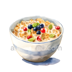 seamless Watercolor Breakfast Bowl with Multigrain Hot Cereal and Fresh Berries texture 8k free download PBR