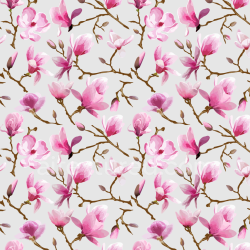 seamless Seamless 3D PBR Watercolor Cherry Blossom Floral Fabric Texture with Pink Flowers texture 8k free download PBR