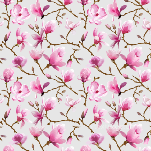 Watercolor Cherry Blossom Floral Fabric Texture with Pink Flowers seamless Watercolor Cherry PBR texture