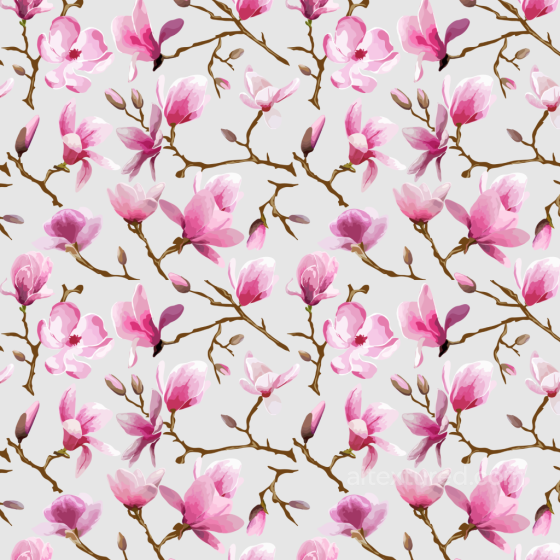 Watercolor Cherry Blossom Floral Fabric Texture with Pink Flowers Watercolor Cherry texture preview