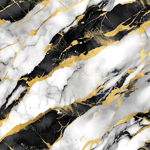 Seamless 3D Black and White Marble PBR Texture with Luxurious Gold Veins