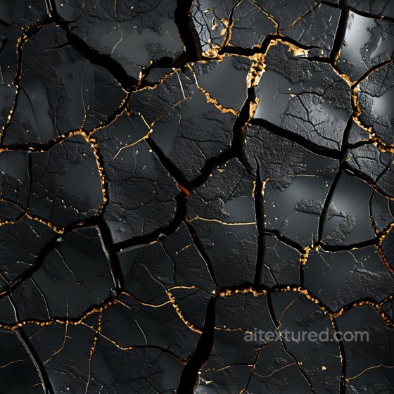 Cracked & Holes Texture of Cracked Charcoal-Like Surface with Golden Fissures Cracked & Holes texture preview