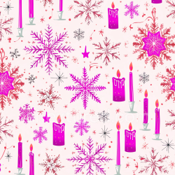 seamless Seamless 3D PBR Texture of Pink and Red Snowflakes with Candles on Light Background texture 8k free download PBR