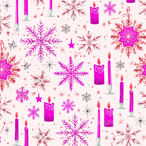 All Christmas Digital paper Texture of Pink and Red Snowflakes with Candles on Light Back… seamless All Christmas Digital paper PBR texture
