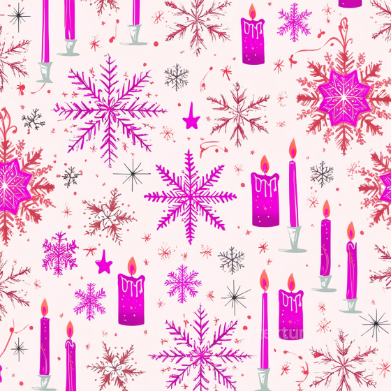 All Christmas Digital paper Texture of Pink and Red Snowflakes with Candles on Light Back… All Christmas Digital paper texture preview