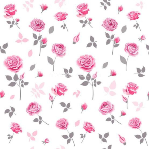 Seamless 3D PBR Pink Flower Pattern Fabric Texture with Stylized Roses and Leaves