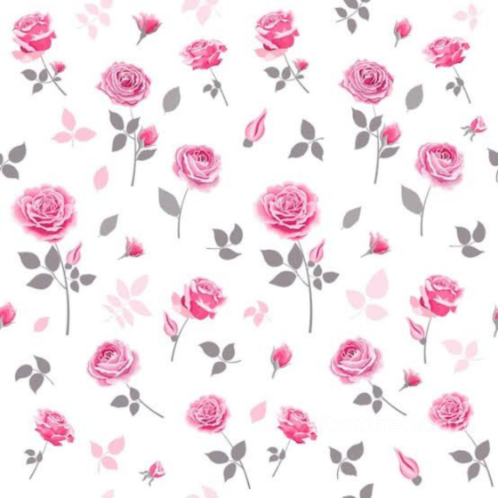 Pink Flower Pattern Fabric Texture with Stylized Roses and Leaves Pink Flower texture preview